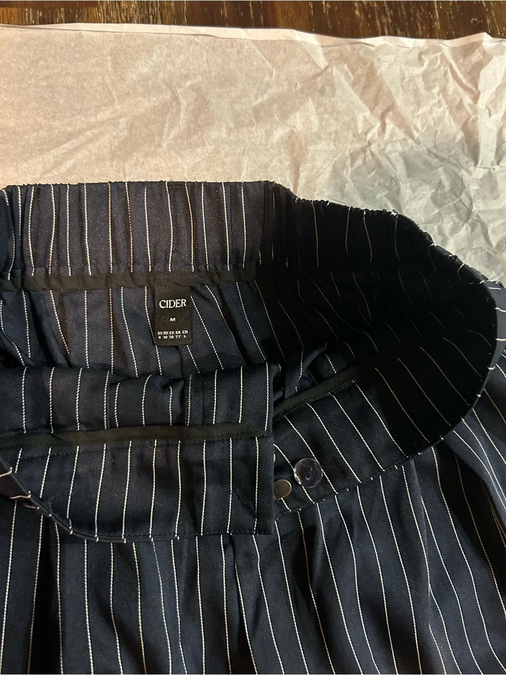 NWOT CIDER Navy & Blue WIDE LEG TROUSERS